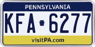 PA license plate KFA6277