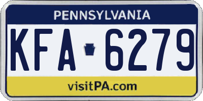 PA license plate KFA6279
