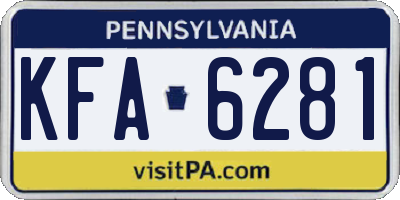 PA license plate KFA6281