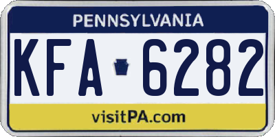 PA license plate KFA6282