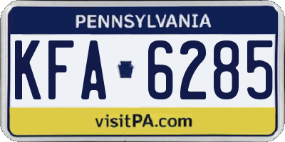 PA license plate KFA6285