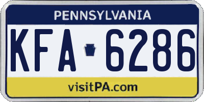 PA license plate KFA6286