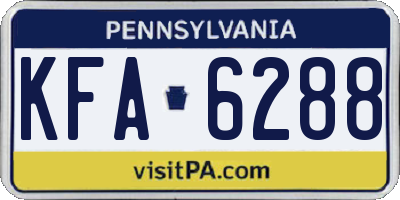 PA license plate KFA6288