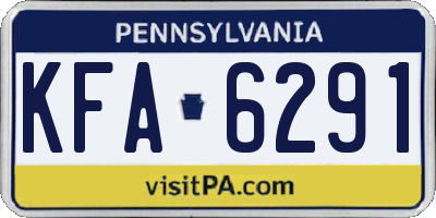 PA license plate KFA6291