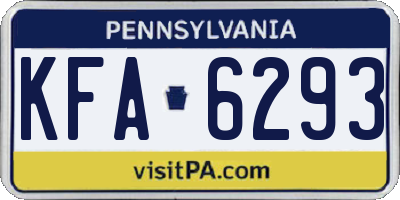 PA license plate KFA6293