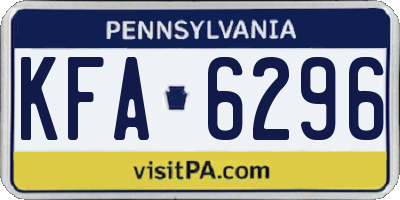 PA license plate KFA6296