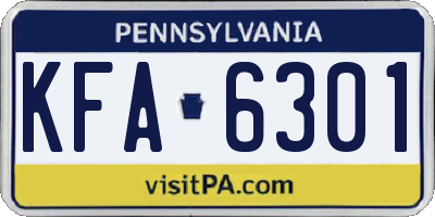 PA license plate KFA6301