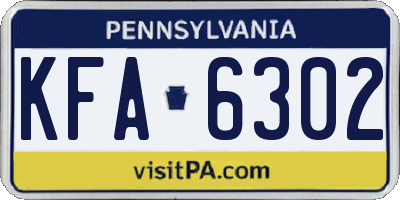 PA license plate KFA6302