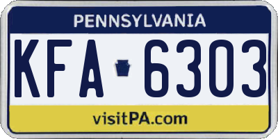 PA license plate KFA6303