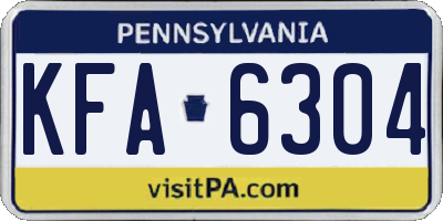 PA license plate KFA6304