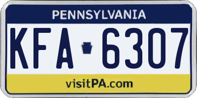 PA license plate KFA6307