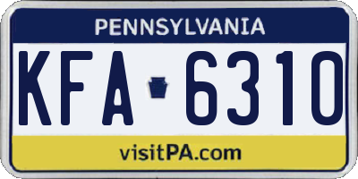 PA license plate KFA6310
