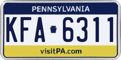 PA license plate KFA6311