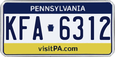 PA license plate KFA6312
