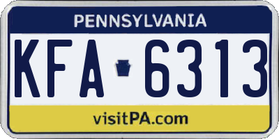PA license plate KFA6313