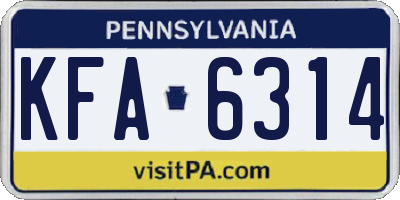 PA license plate KFA6314