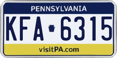 PA license plate KFA6315