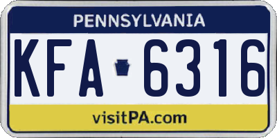 PA license plate KFA6316