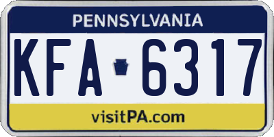 PA license plate KFA6317