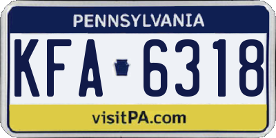 PA license plate KFA6318