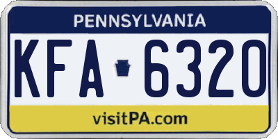 PA license plate KFA6320
