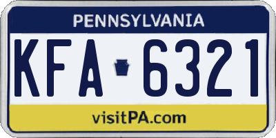 PA license plate KFA6321