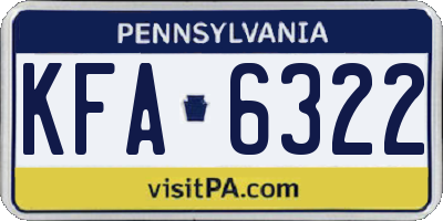 PA license plate KFA6322