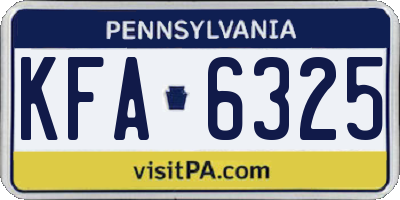 PA license plate KFA6325