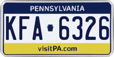 PA license plate KFA6326