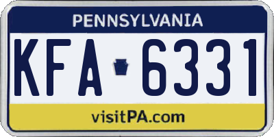 PA license plate KFA6331