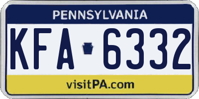 PA license plate KFA6332