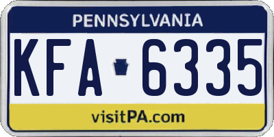 PA license plate KFA6335