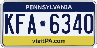 PA license plate KFA6340