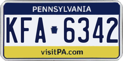 PA license plate KFA6342