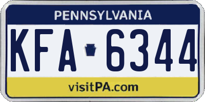PA license plate KFA6344