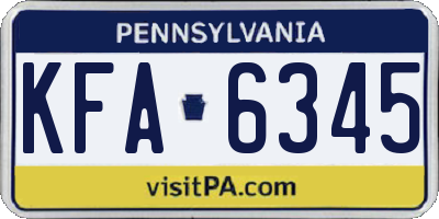 PA license plate KFA6345