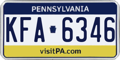 PA license plate KFA6346