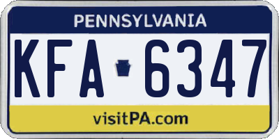 PA license plate KFA6347