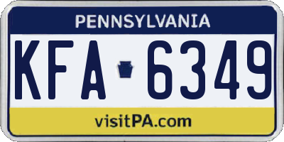 PA license plate KFA6349