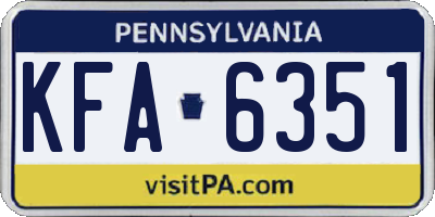 PA license plate KFA6351