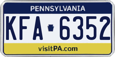 PA license plate KFA6352