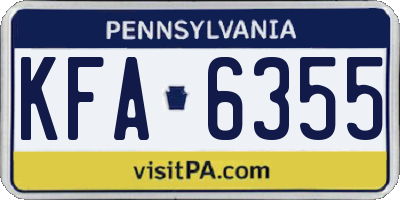 PA license plate KFA6355