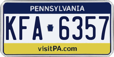 PA license plate KFA6357
