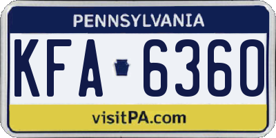 PA license plate KFA6360