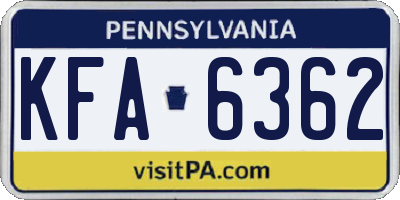 PA license plate KFA6362