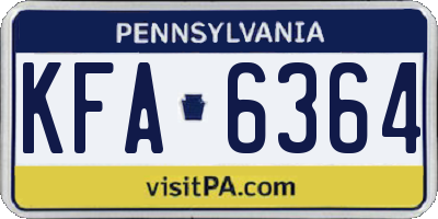 PA license plate KFA6364