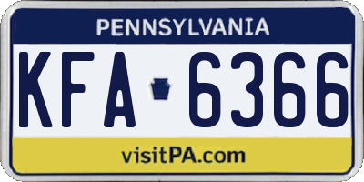 PA license plate KFA6366