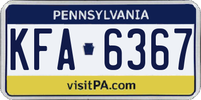 PA license plate KFA6367