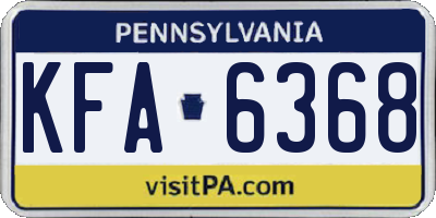 PA license plate KFA6368