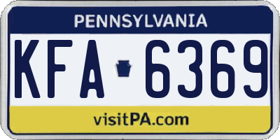 PA license plate KFA6369